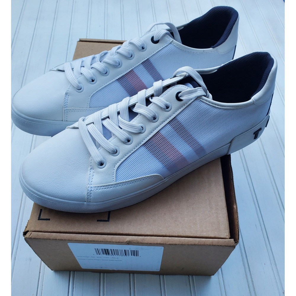 Tommy Hilfiger Rojo Mens White Mesh Stripe Low Top Sneakers 11.5 D Medium